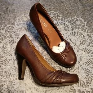 ALDO brown leather heels